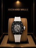Richard Mille RM055 – Black Ceramic White Strap