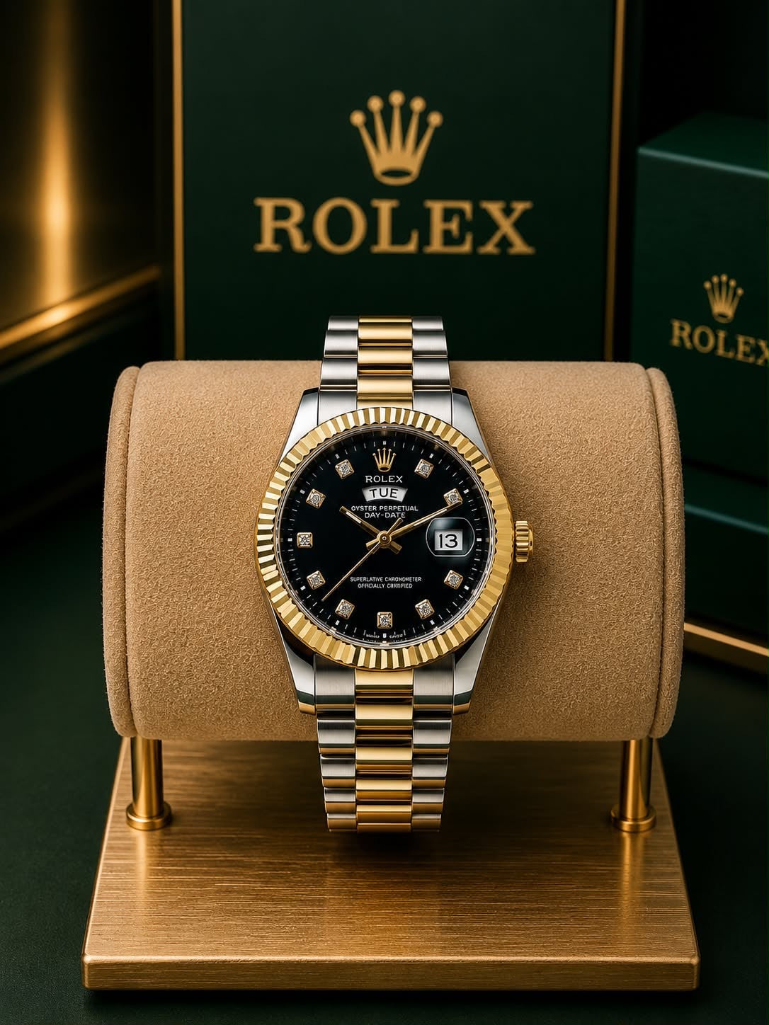 Rolex Day-Date Two-Tone – Black Diamond Dial