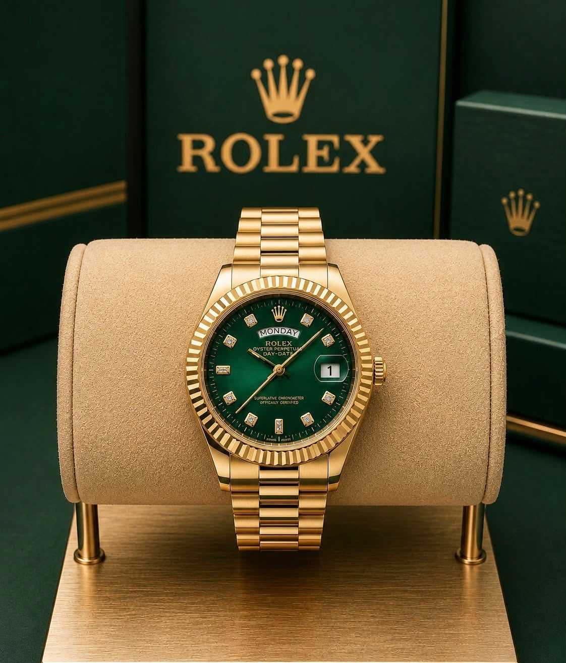 Rolex Day-Date Full Gold – Green Diamond Dial