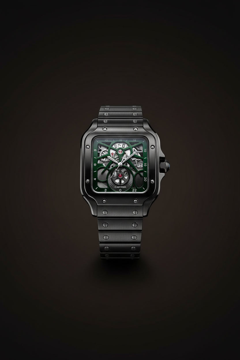 Cartier Santos – Full Black Green Skeleton