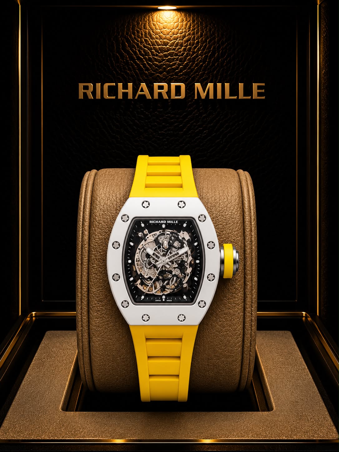 Richard Mille RM055 – White Ceramic Yellow Strap