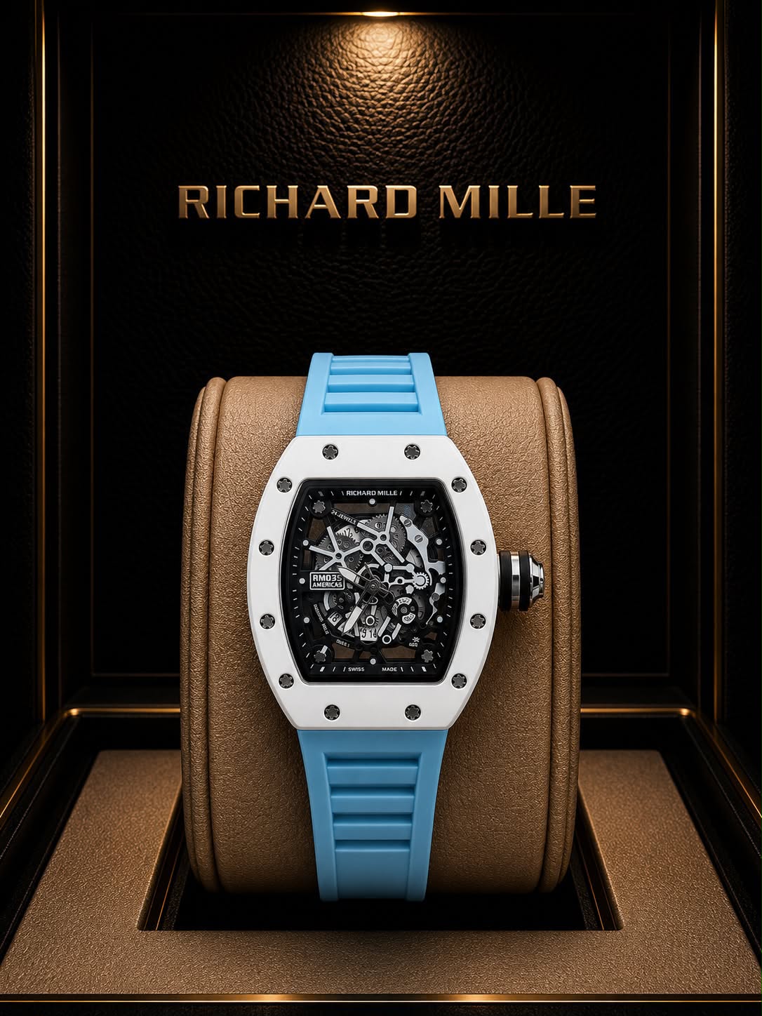 Richard Mille RM035 Americas – White Ceramic Blue Strap