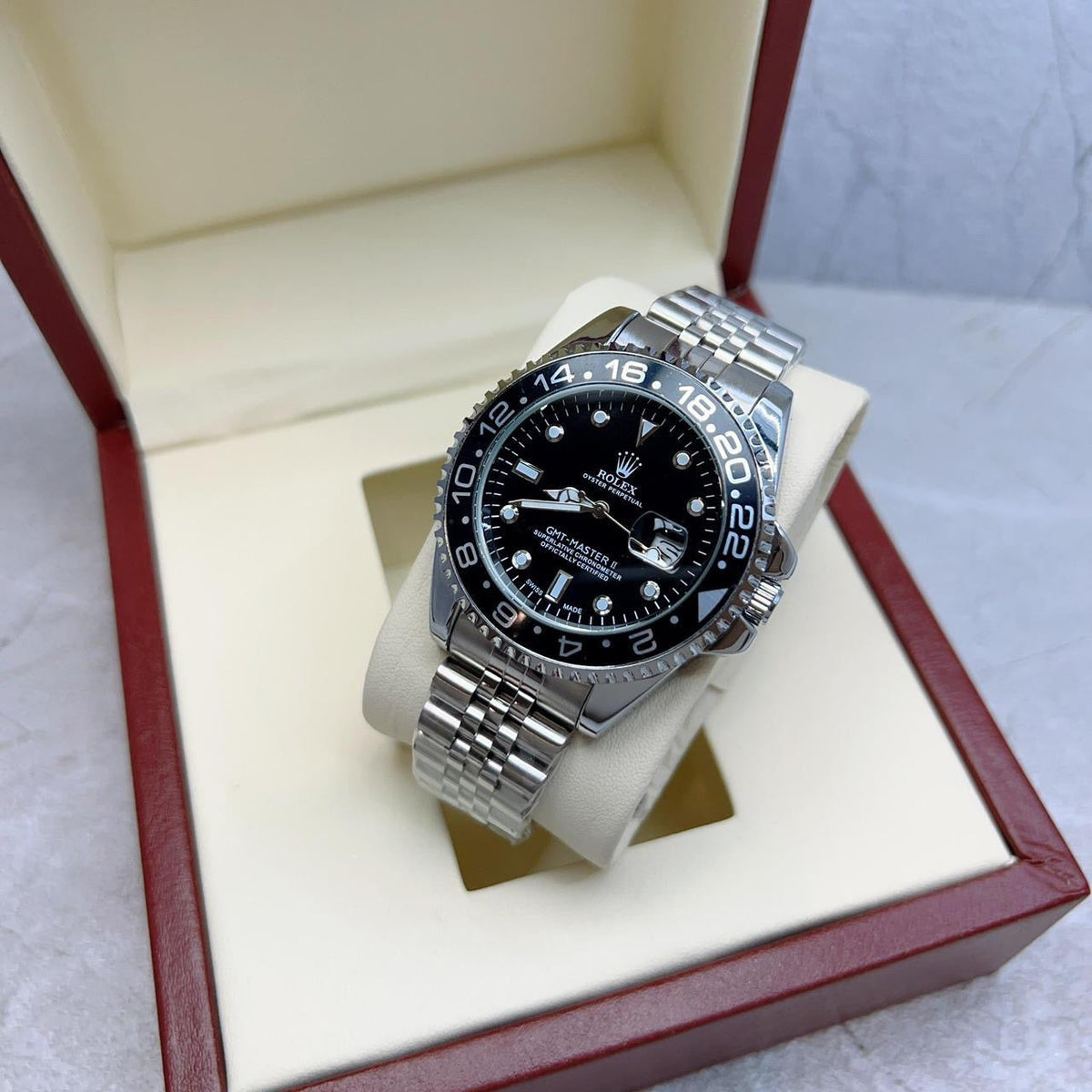 Rolex GMT-Master II Black Bezel Silver